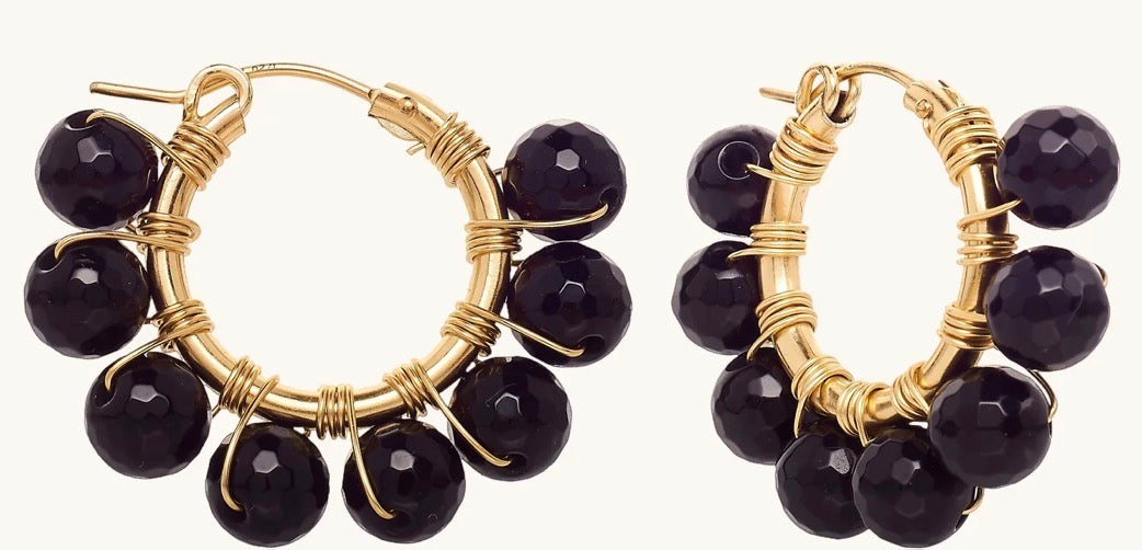Aurora Hoop Earrings - Black Onyx | 14k Filled Gold | OLAEDA