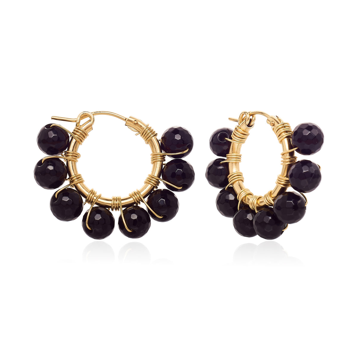 Aurora Hoop Earrings - Black Onyx | 14k Filled Gold | OLAEDA