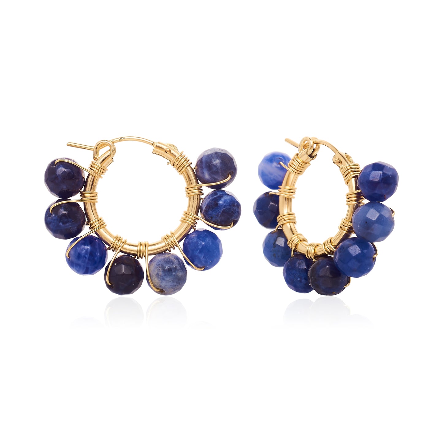 Aurora Hoop Earrings - Blue Sodolaite | 14k Filled Gold | OLAEDA