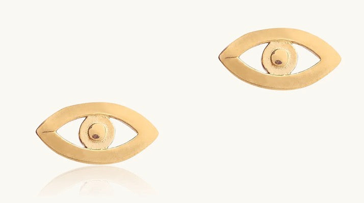Simple Evil Eye Stud Earrings | 10k Solid Gold | OLAEDA