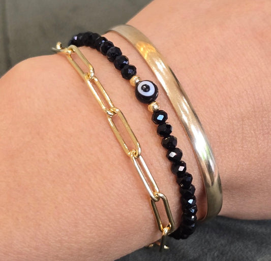 Evil Eye Stretch Bracelet (black) | OLAEDA