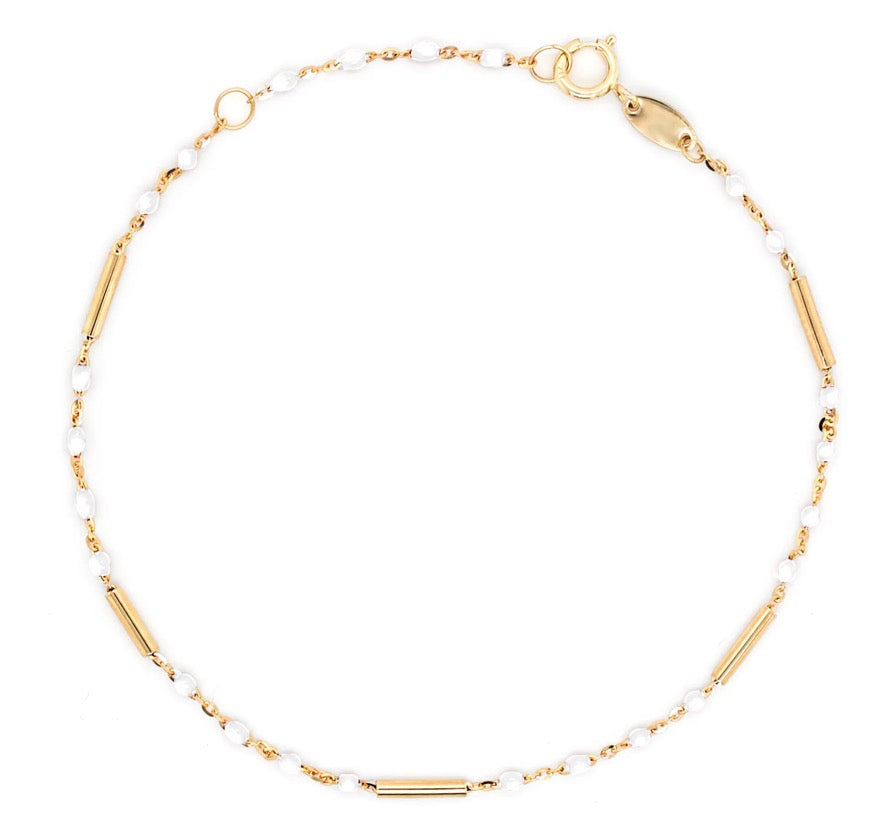 Enamel Bracelet (white) | 10k Solid Gold | OLAEDA