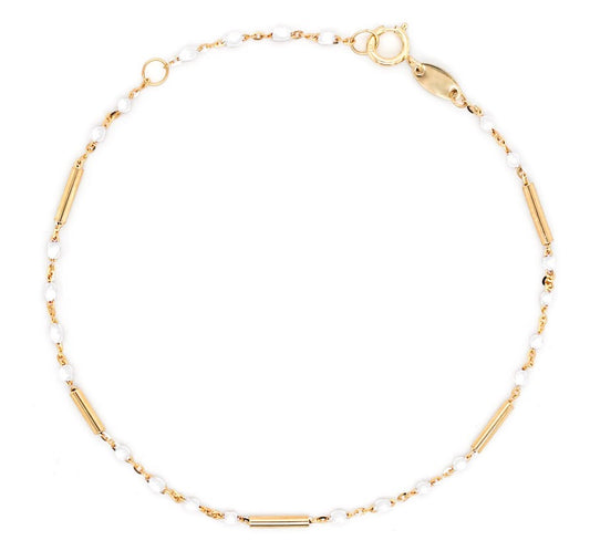 Enamel Bracelet (white) | 10k Solid Gold | OLAEDA