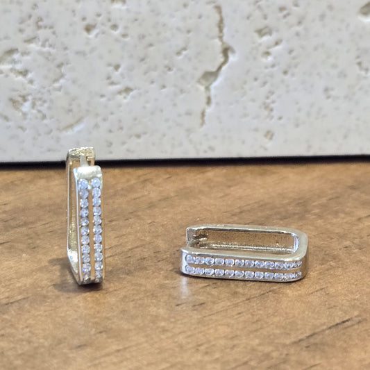 Minu U shape cz hoops | 10k solid gold|OLAEDA
