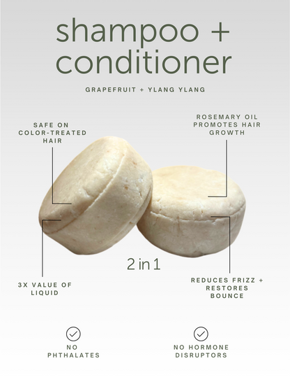 2 in 1 Shampoo + Conditioner Bar - Grapefruit and Ylang Ylang | Oliver Care INC (Copy)
