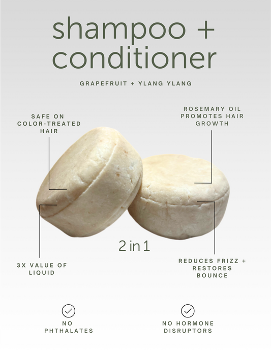2 in 1 Shampoo + Conditioner Bar - Grapefruit and Ylang Ylang | Oliver Care INC (Copy)