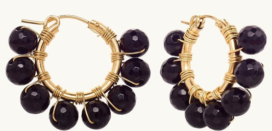 Aurora Hoop Earrings - Black Onyx | 14k Filled Gold | OLAEDA