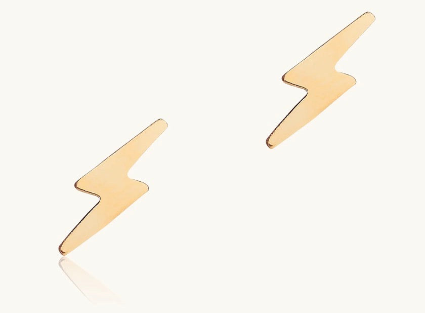 Bolt Stud Earrings | 14k Solid Gold | OLAEDA