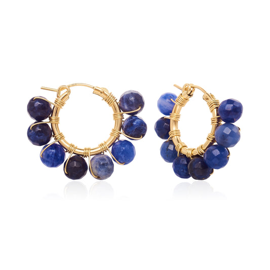 Aurora Hoop Earrings - Blue Sodolaite | 14k Filled Gold | OLAEDA