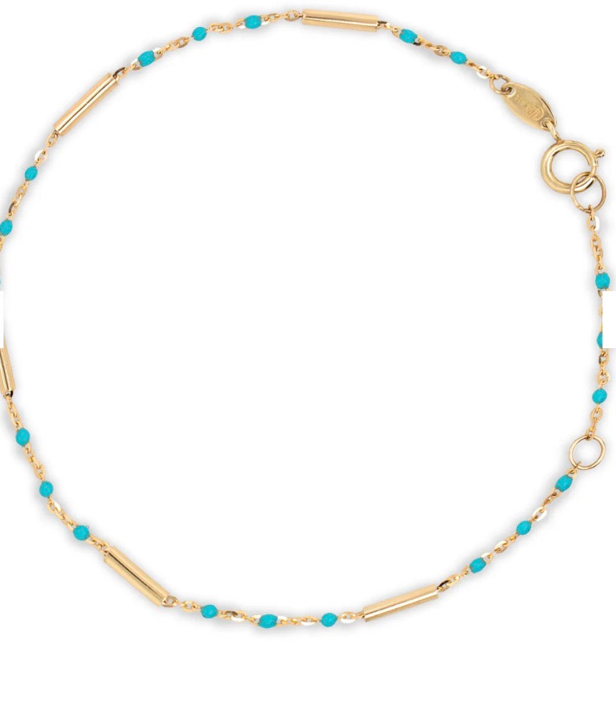 Enamel Bracelet (turquoise) | 10k Solid Gold|OLAEDA