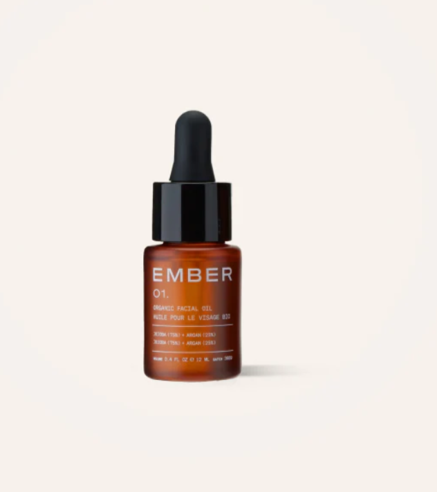 12ml amber bottle of facial oil with a dropper top. 
