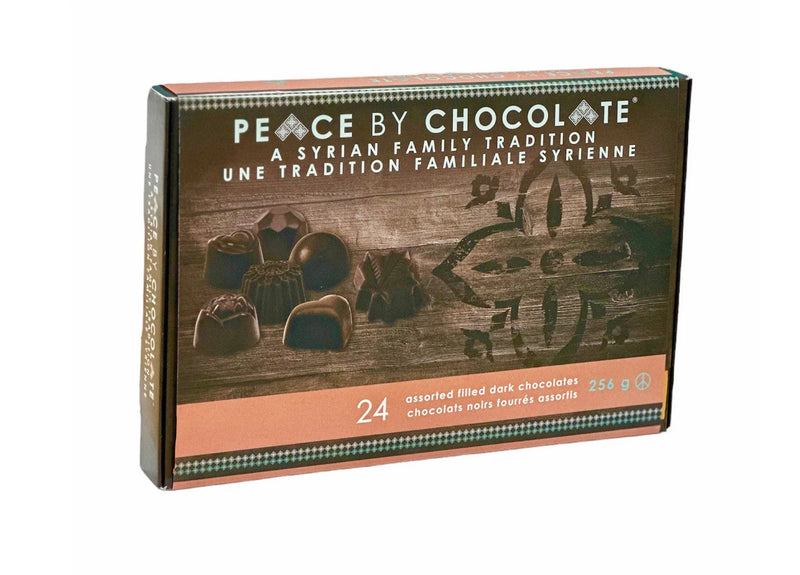 Image contains a rectangular box of chocolates, brown box