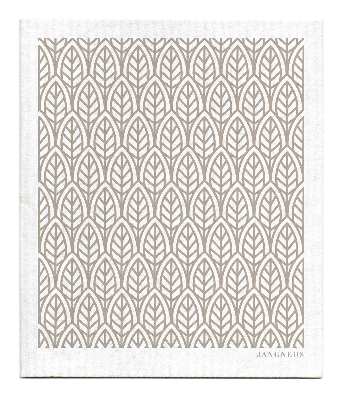 Pattern of outlined leaves in grey.