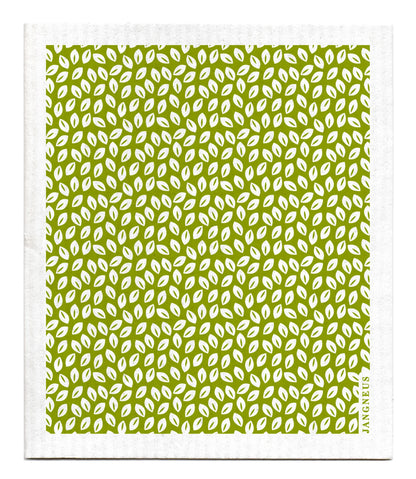 Tiny white leaves on a green background. There are about 25 x 25 leaves on the page.