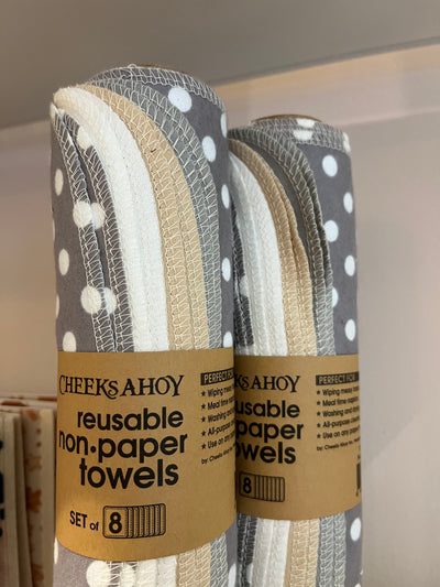 Pre-Rolled Reusable Non-Paper Towels | Set of 8 | Cheeks Ahoy