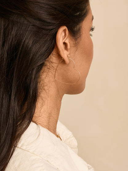 Heart Hoop Earrings (large)|OLAEDA