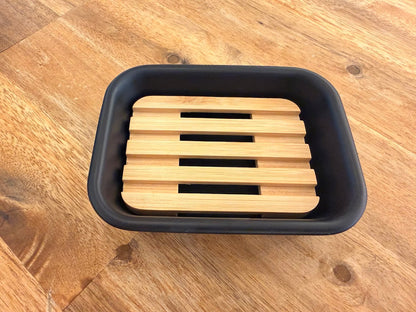 Polyresin Soap Dish With Bamboo