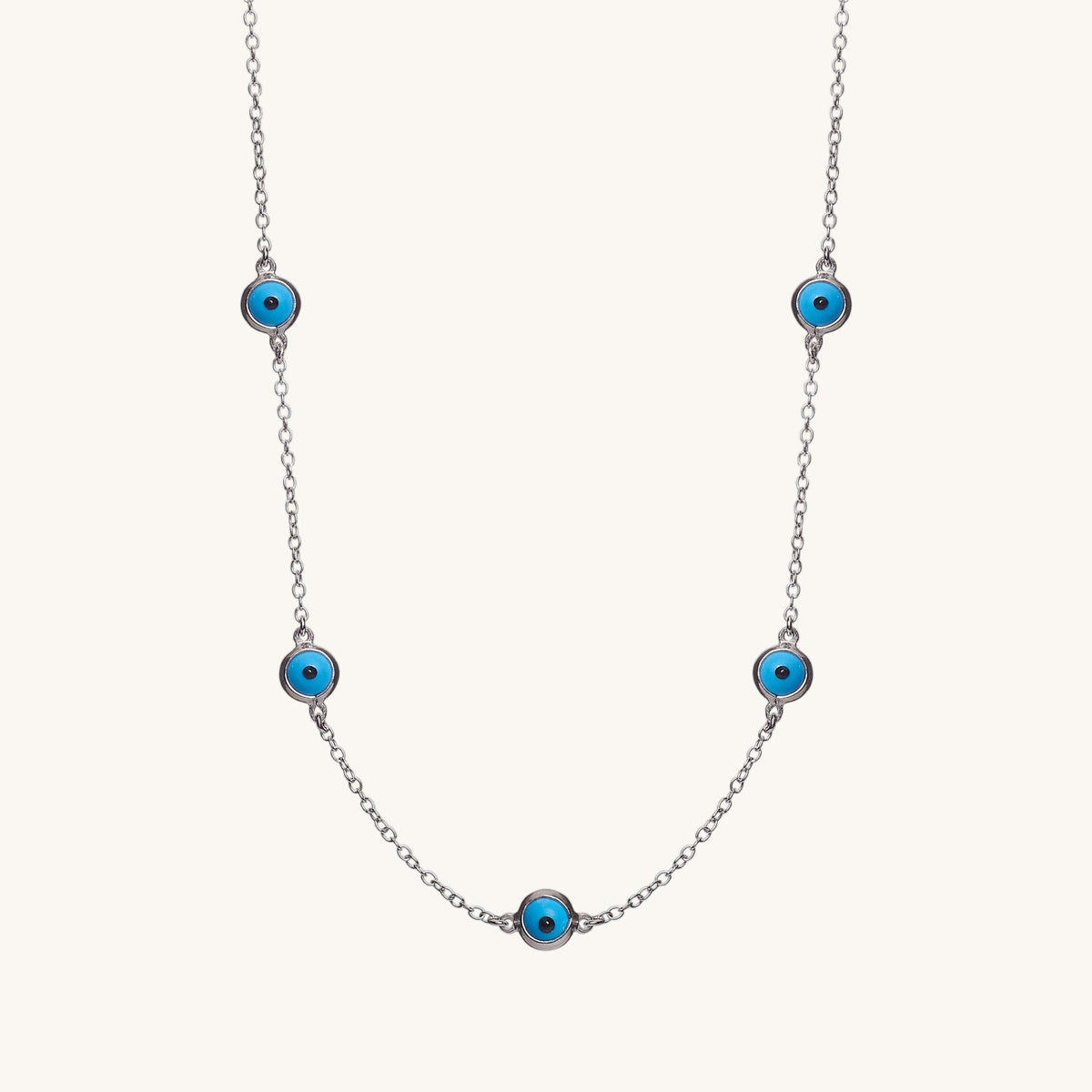 Sterling Silver Multi Eye Necklace 16" | OLAEDA