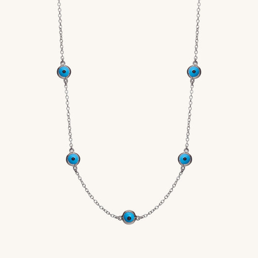 Sterling Silver Multi Eye Necklace 16" | OLAEDA