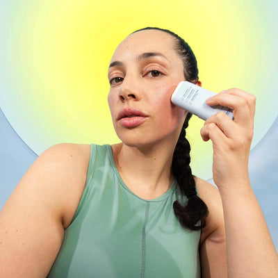 Photograph of model using Mineral Sunscreen Face Stick for Sensitive Skin SPF 30 (Unscented), from ATTITUDE.