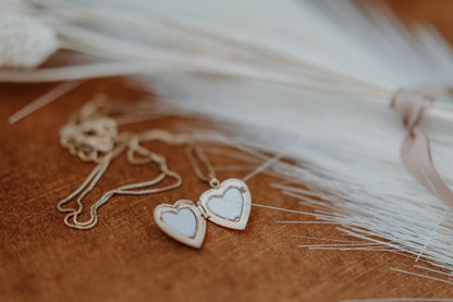 Sterling Silver Diamond Heart Locket 20" | OLAEDA