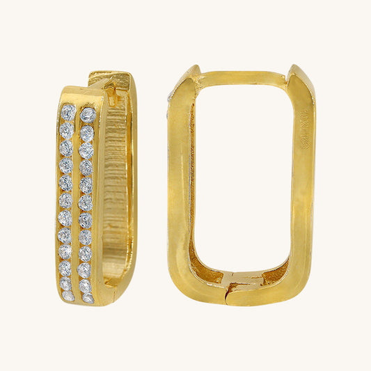 Minu U shape cz hoops | 10k solid gold|OLAEDA
