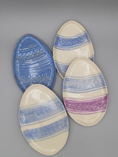 Egg Shaped Plates - Striped | Potter's Pleasure