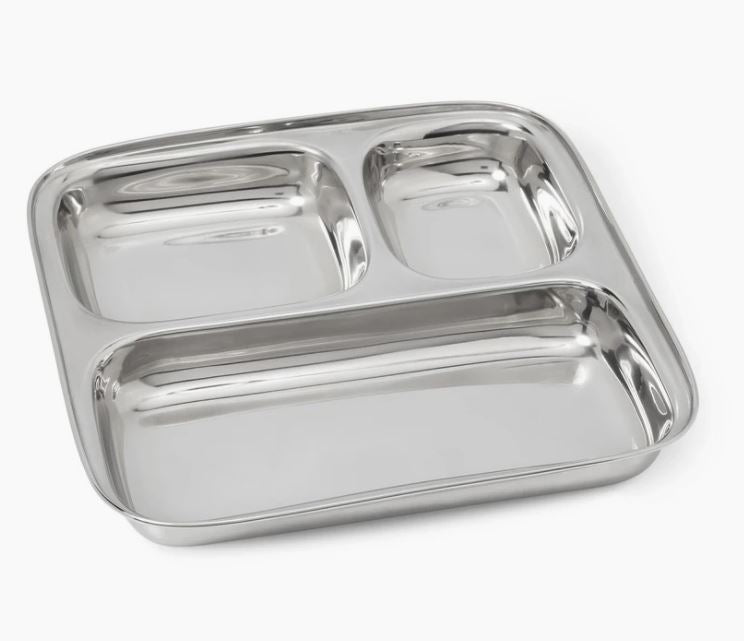 Stainless Steel 3 section large plate, made sustainably in India. 