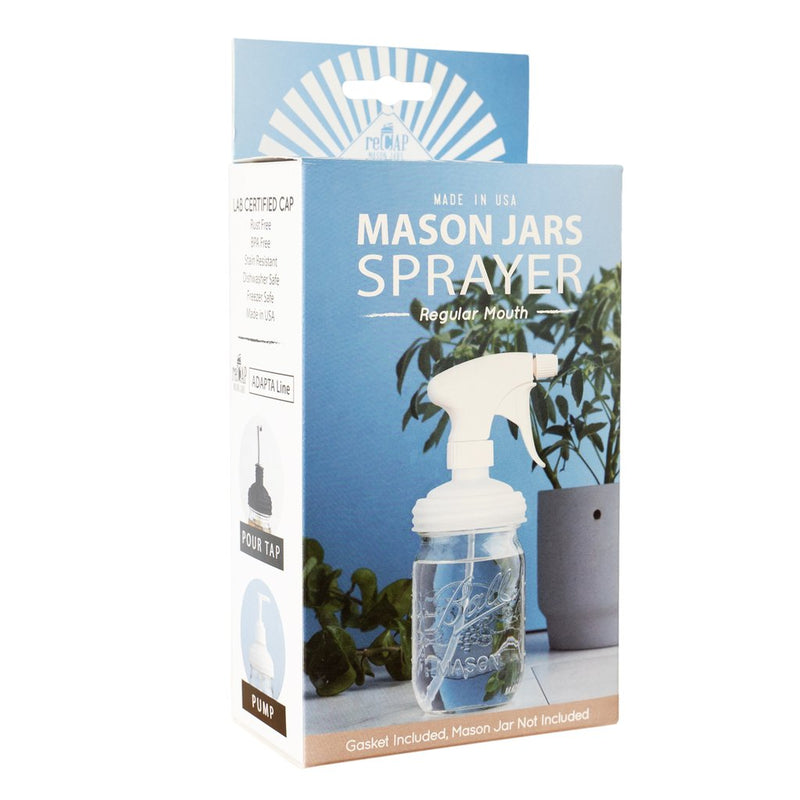 DAPTA Sprayer makes Mason jars the perfect multi-purpose container for everyday use! Transform Mason jars into spray dispensers with this plastic trigger sprayer for cleaners or other mist-dispensing products. Includes White cap and Natural sprayer only! Features 9-7/8" dip tube.