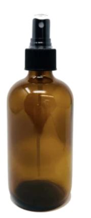 Amber Boston Round Glass Bottle with Black Mister | 250 ml