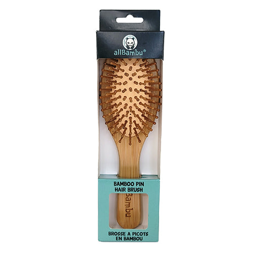 Made from organically grown bamboo, our eco-friendly hairbrush is suitable for all hair types and is the ultimate hair accessory for your hair. Stylish contoured smooth bamboo handle is biodegradable and antibacterial. The pins are bamboo as well which help naturally condition your hair, and evenly distribute your hairs&