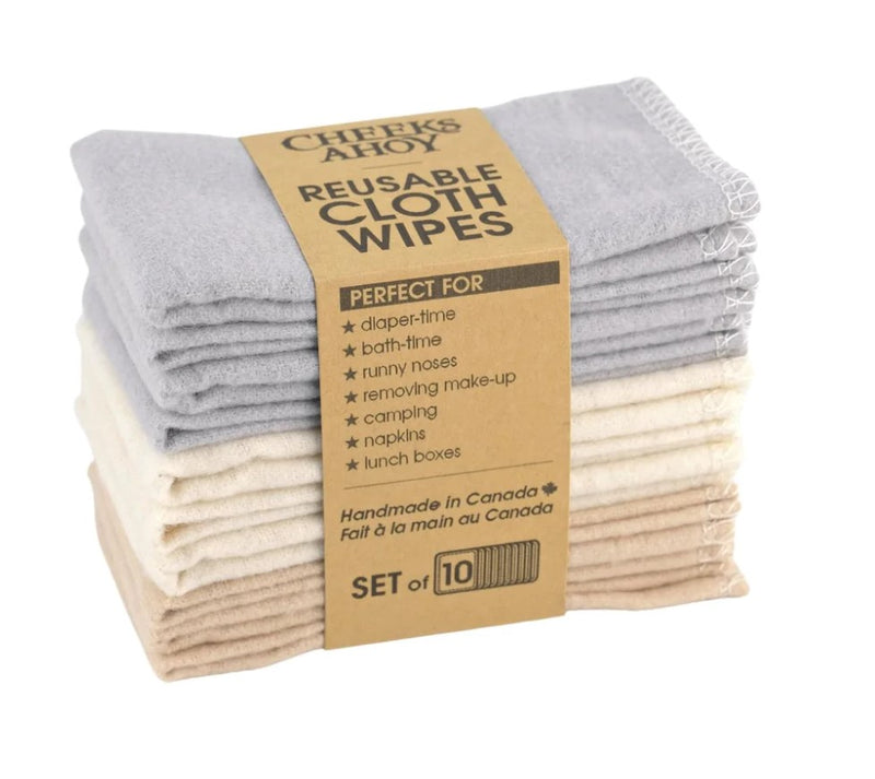 Reusable Cloth Wipes | Set of 10 | Cheeks Ahoy