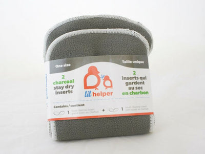 Charcoal cloth diaper insert, hypoallergenic, naturally deodorizing, and anti-bacterial to keep baby dry, a zero waste, eco-friendly zero waste alternative to traditional diapers. 