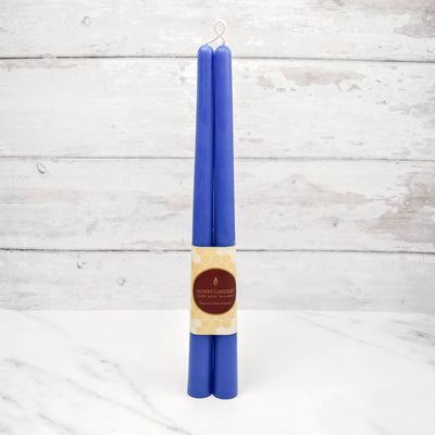 Pair of 12 inch Blue Taper Beeswax Candle  | Honey Candles