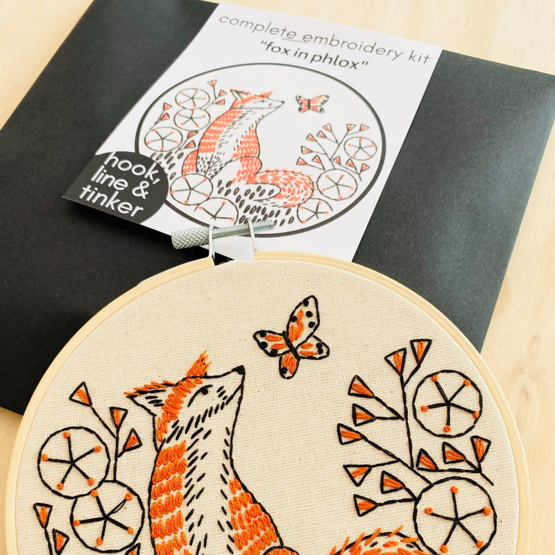 Fox in Phlox Embroidery Kit | Hook, Line & Tinker
