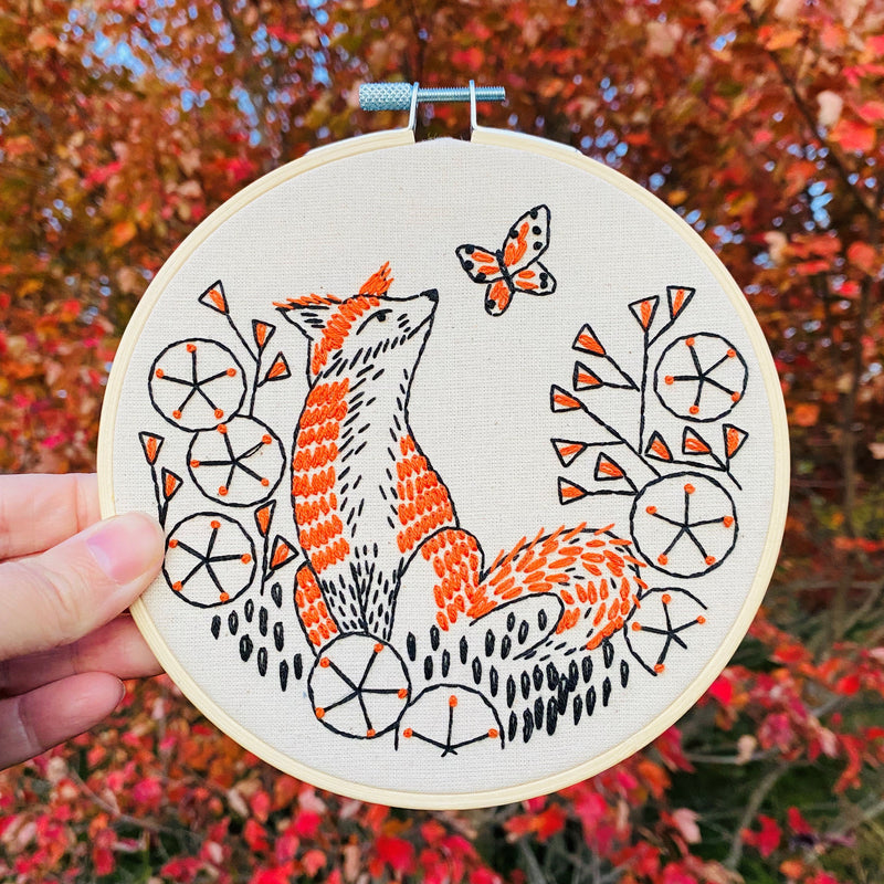 Fox in Phlox Embroidery Kit | Hook, Line & Tinker