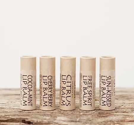 All natural, moisturizing lip balm, handmade in biodegradable kraft paper tubes, made by Sisi Georgian Bay, available at Replenish General Store. 