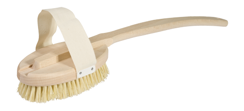 This bath brush is curved with a removable handle.
